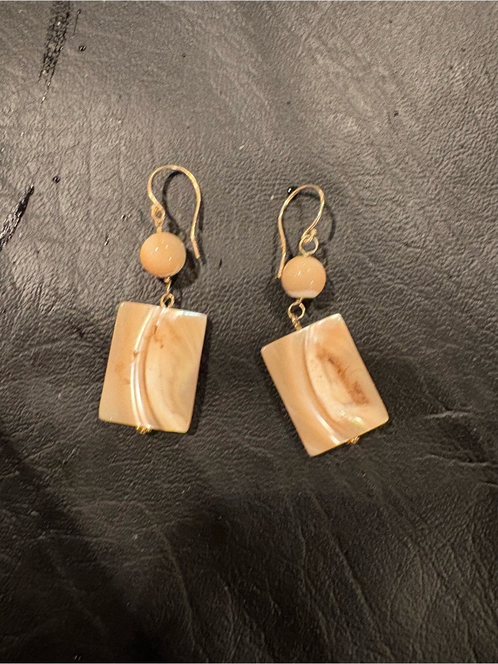 Beige Marble Resin Drop Earrings - Women Jewelry